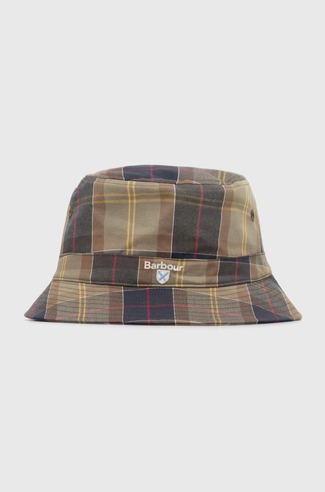 Шляпа из хлопка Barbour Tartan Bucket Hat цвет зелёный хлопковый MHA0618