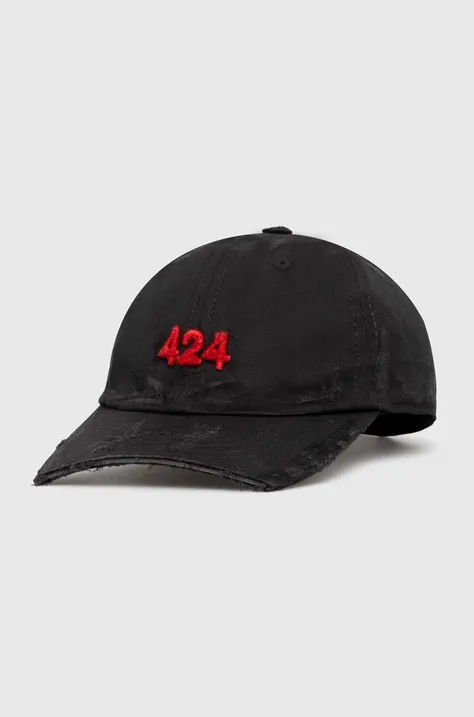 Бавовняна бейсболка 424 Distressed Baseball Hat колір чорний з аплікацією FF4SMY01BP-TE002.999