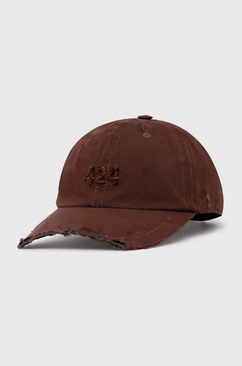 424 sapca Distressed Baseball Hat culoarea maro, neted, FF4SMY01CP-TE003.770