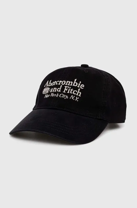 Βαμβακερό καπέλο του μπέιζμπολ Abercrombie & Fitch χρώμα: μαύρο