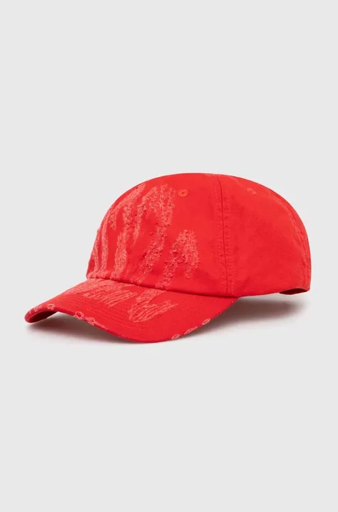 032C șapcă de baseball din bumbac Crisis culoarea rosu, cu imprimeu, SS24-A-0011