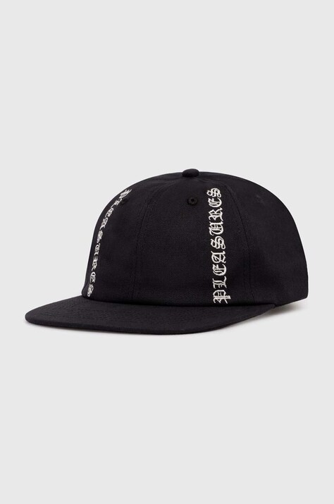 PLEASURES șapcă de baseball din bumbac Horns Canvas Cap culoarea negru, cu imprimeu, P24SP067.BLACK