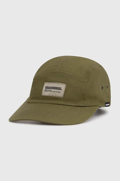 Памучна шапка с козирка NEIGHBORHOOD Mil Jet Cap в зелено с апликация 241YGNH.HT08