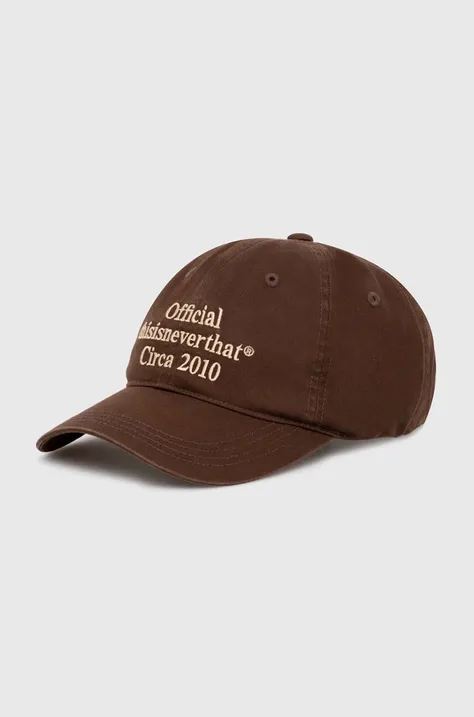 Хлопковая кепка thisisneverthat Times Cap цвет коричневый с аппликацией TN240WHWBC04