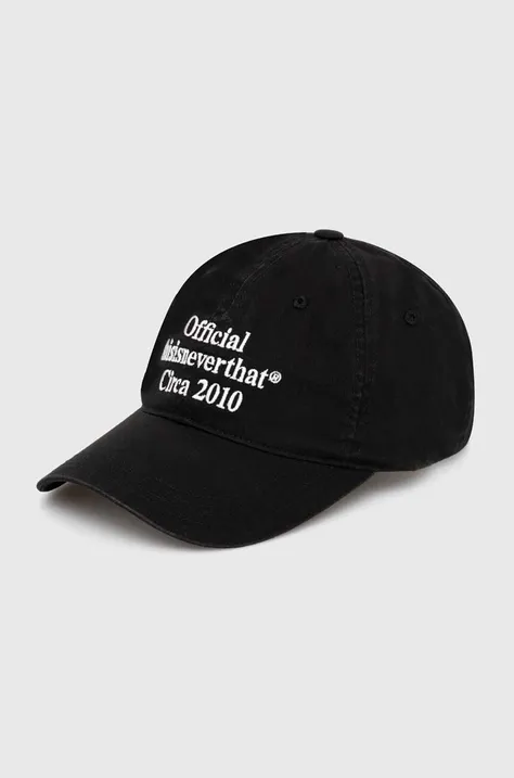 Памучна шапка с козирка thisisneverthat Times Cap в черно с апликация TN240WHWBC04