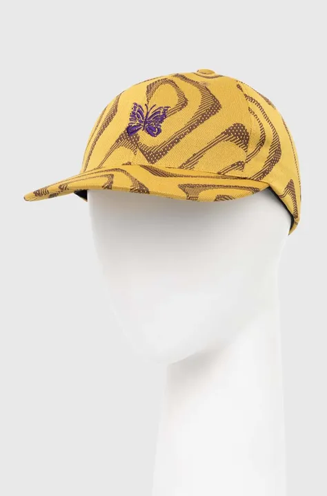 Needles czapka z daszkiem kolor żółty wzorzysta OT052