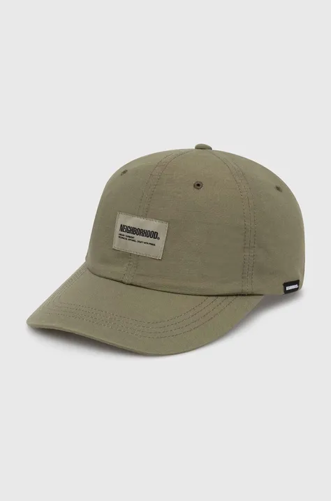 Pamučna kapa sa šiltom NEIGHBORHOOD Mil Dad Cap boja: zelena, s aplikacijom, 241YGNH.HT04