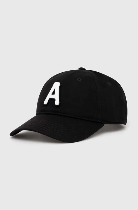 Памучна шапка с козирка AAPE в черно с апликация AAPCPM5259XXM