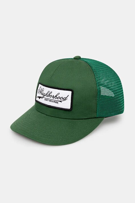 Хлопковая кепка NEIGHBORHOOD Mesh Cap-1 цвет зелёный с аппликацией 241YGNH.HT11