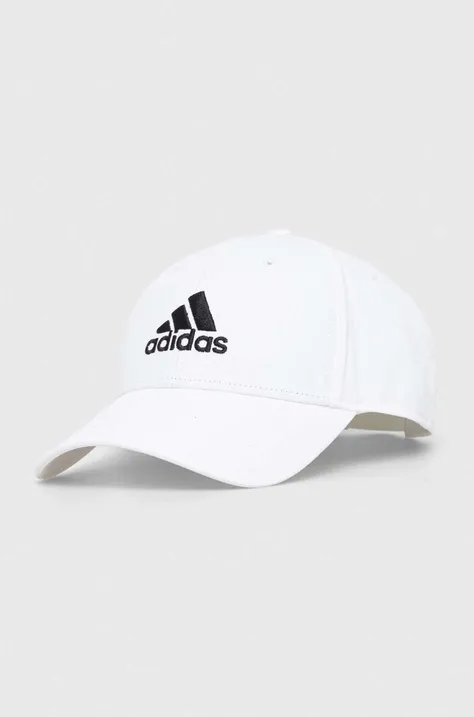 adidas czapka z daszkiem bawełniana kolor biały z aplikacją