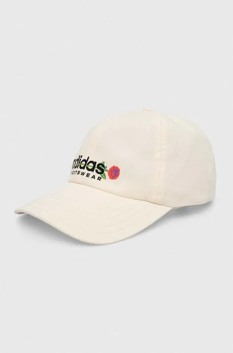 Pamučna kapa sa šiltom adidas boja: bež, s tiskom