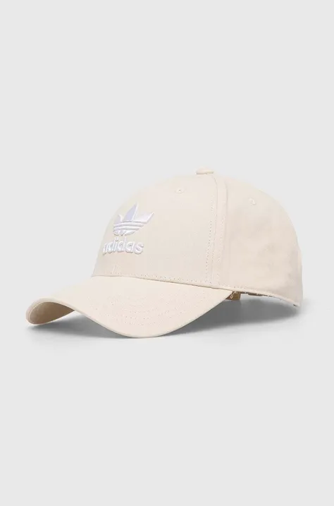 Βαμβακερό καπέλο του μπέιζμπολ adidas Originals χρώμα: μπεζ