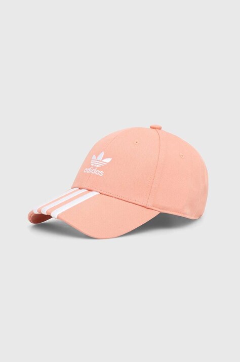 adidas Originals czapka z daszkiem bawełniana kolor pomarańczowy z aplikacją IS4626