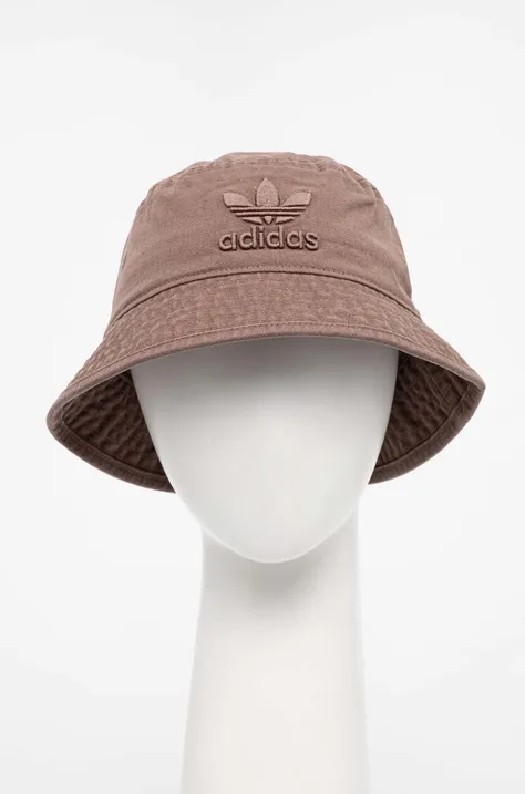 Шляпа из хлопка adidas Originals цвет коричневый хлопковый