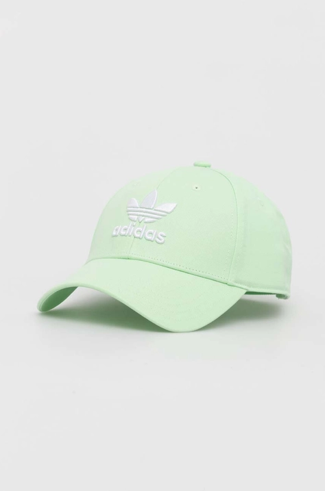 adidas Originals șapcă de baseball din bumbac culoarea verde, cu imprimeu  IW1786