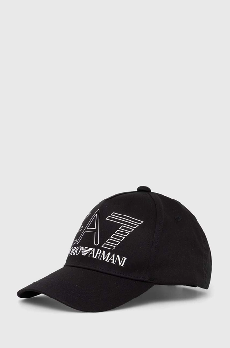 EA7 Emporio Armani șapcă de baseball din bumbac culoarea negru, cu imprimeu