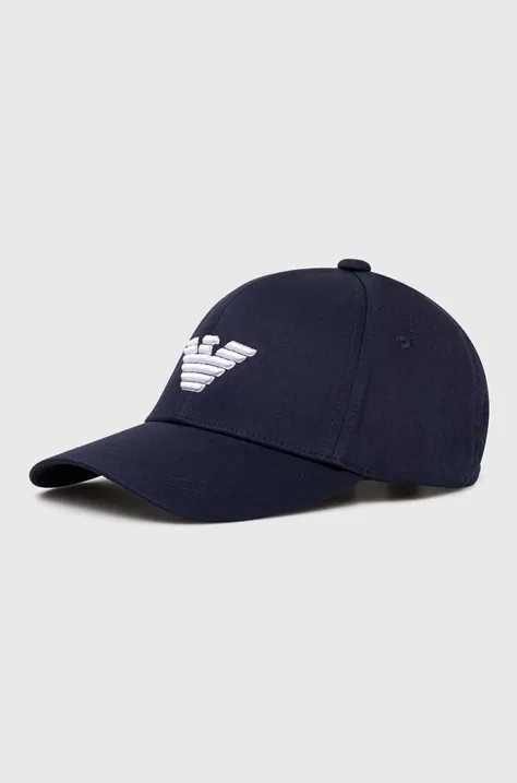 Bombažna bejzbolska kapa Emporio Armani Underwear mornarsko modra barva