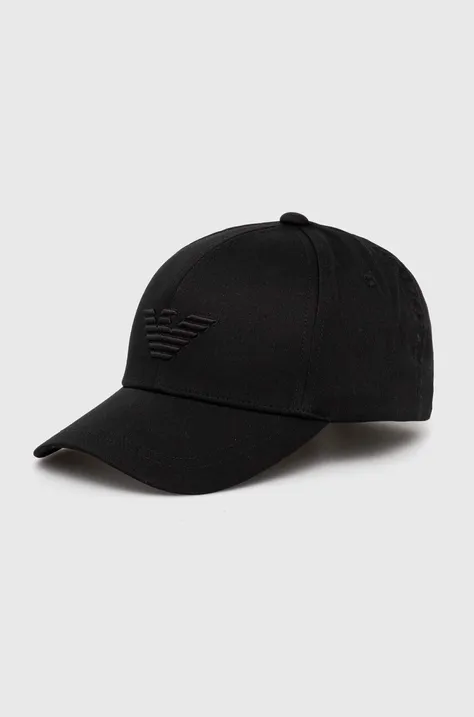 Хлопковая кепка Emporio Armani Underwear цвет чёрный с аппликацией
