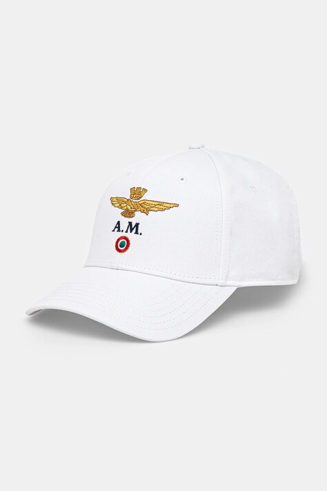 Bavlněná baseballová čepice Aeronautica Militare bílá barva, s aplikací, HA1100CT2848