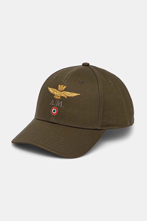 Хлопковая кепка Aeronautica Militare цвет зелёный с аппликацией HA1100CT2848