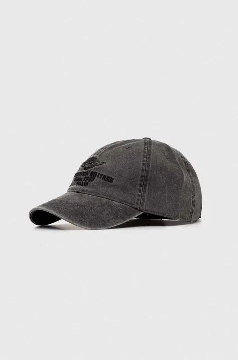Хлопковая кепка Aeronautica Militare цвет серый с аппликацией