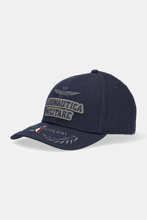 Бавовняна бейсболка Aeronautica Militare колір синій з аплікацією HA1104CT2261