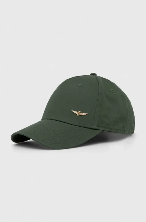 Хлопковая кепка Aeronautica Militare цвет зелёный однотонная