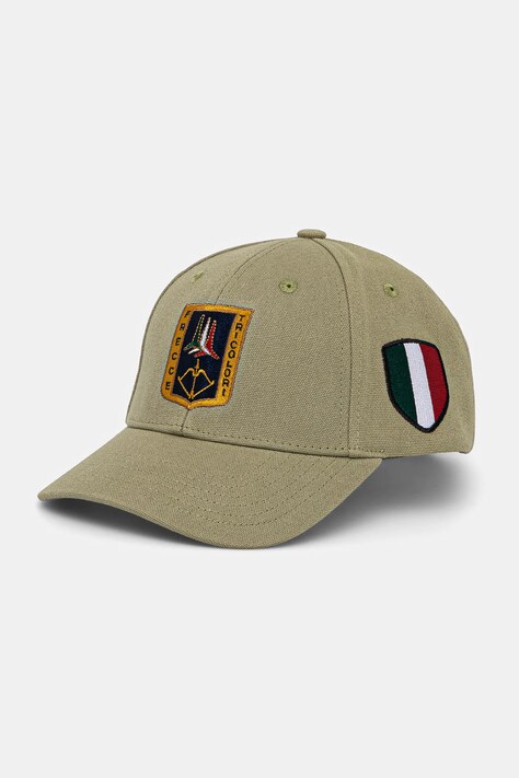 Хлопковая кепка Aeronautica Militare цвет зелёный с аппликацией