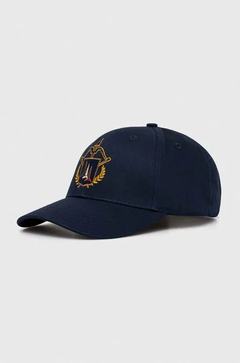 Хлопковая кепка Aeronautica Militare цвет синий с аппликацией