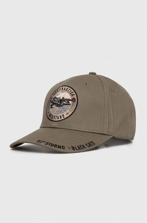 Βαμβακερό καπέλο του μπέιζμπολ Aeronautica Militare χρώμα: πράσινο HA1169CT3299