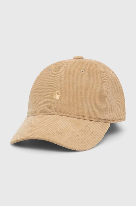 Памучна шапка с козирка Carhartt WIP Harlem Cap в бежово с изчистен дизайн I028955.1YAXX