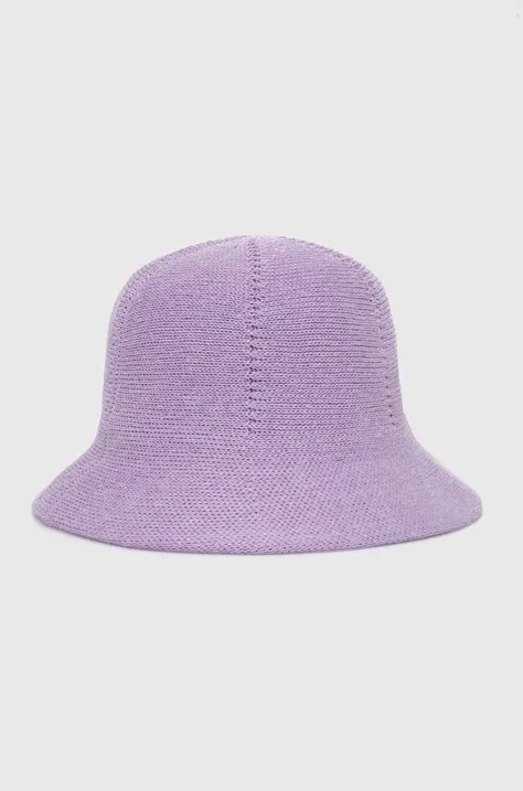 United Colors of Benetton kapelusz z domieszką lnu kolor fioletowy