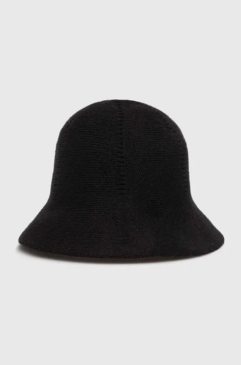 United Colors of Benetton kapelusz z domieszką lnu kolor czarny