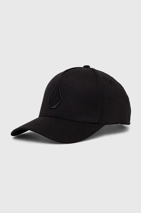 Bavlněná baseballová čepice Volcom černá barva, s aplikací