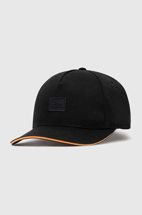 Bavlněná baseballová čepice Alpha Industries Essentials RL černá barva, s aplikací, 146900