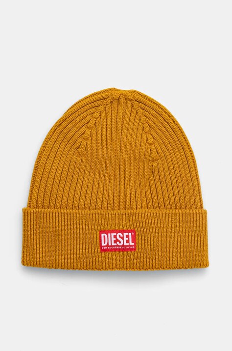 Шерстяная шапка Diesel цвет оранжевый из тонкого трикотажа шерсть