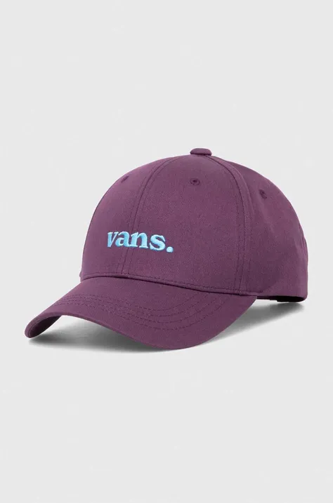 Памучна шапка с козирка Vans в лилаво с апликация