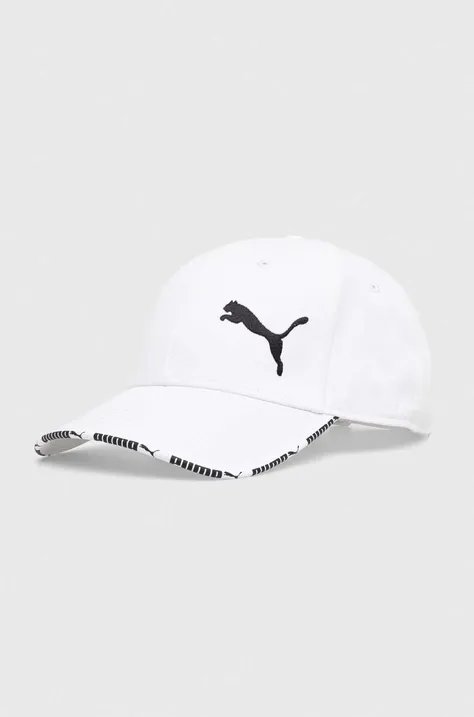 Puma czapka z daszkiem bawełniana kolor biały z aplikacją 024875