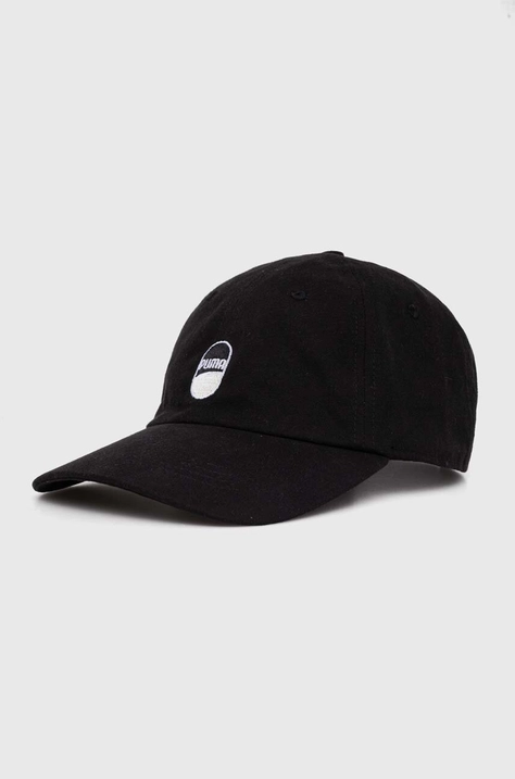 Бавовняна бейсболка Puma Downtown Low Curve Cap колір чорний з аплікацією 025312