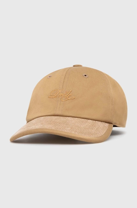 Кепка Drôle de Monsieur La Casquette Drôle Gabardine цвет бежевый с аппликацией D-CP149-CO111-DBG