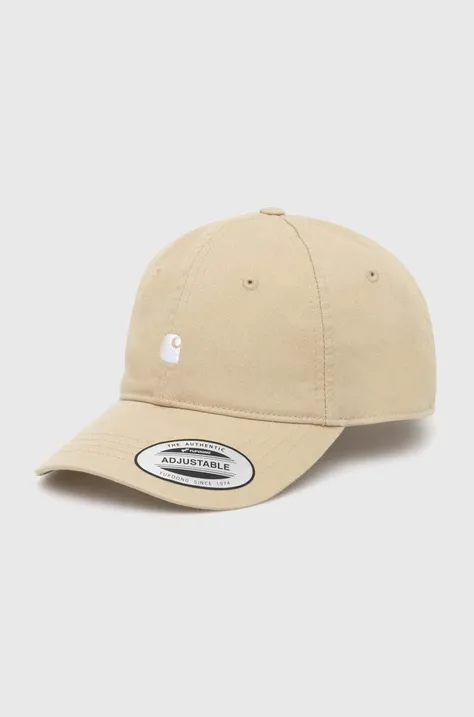 Памучна шапка с козирка Carhartt WIP Madison Logo Cap в бежово с изчистен дизайн I023750.25EXX