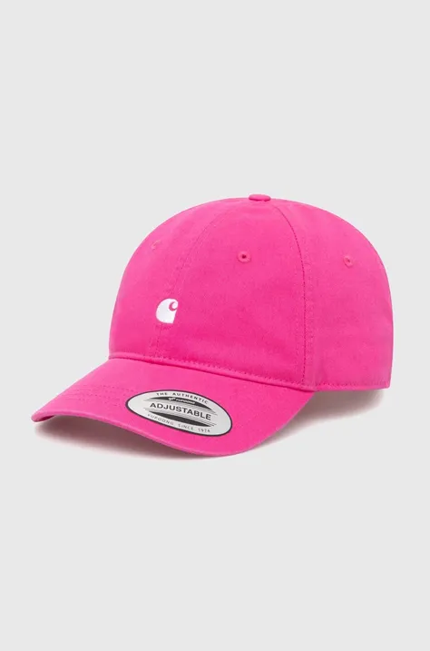 Памучна шапка с козирка Carhartt WIP Madison Logo Cap в розово с апликация I023750.25JXX