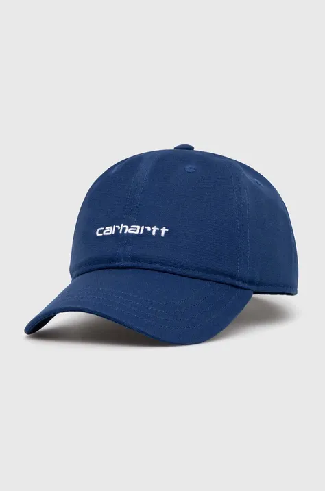 Carhartt WIP czapka z daszkiem bawełniana Canvas Script Cap kolor granatowy z aplikacją I028876.22TXX