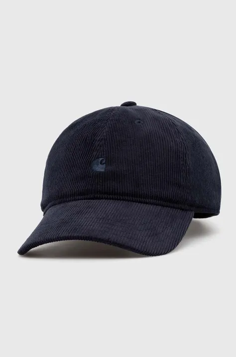 Manšestrová baseballová čiapka Carhartt WIP Harlem Cap tmavomodrá farba, jednofarebná, I028955.1CXX