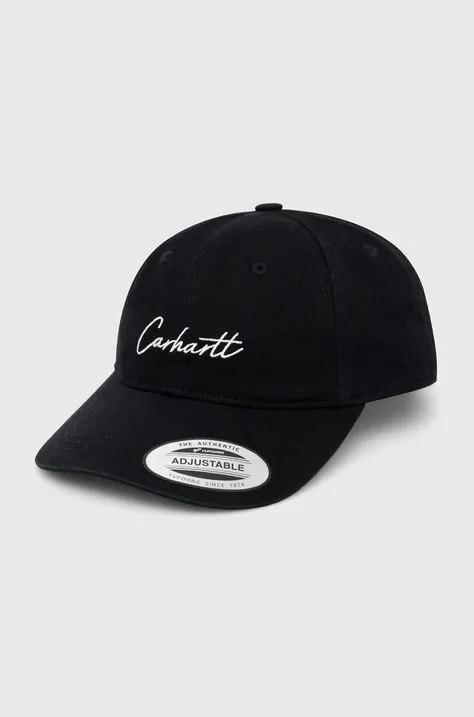 Bavlněná baseballová čepice Carhartt WIP Delray Cap černá barva, s aplikací, I031638.K02XX