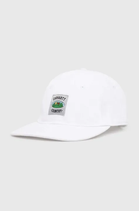 Бавовняна бейсболка Carhartt WIP Field Cap колір білий з аплікацією I033216.02XX
