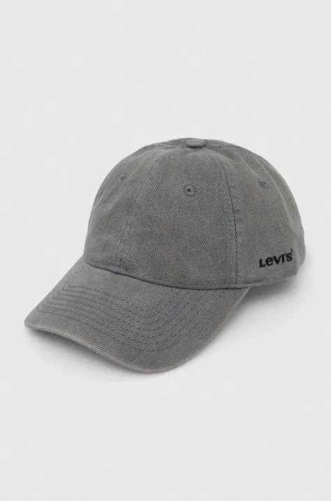 Levi's czapka z daszkiem bawełniana kolor szary gładka