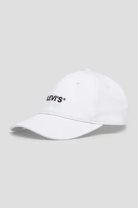 Levi's czapka z daszkiem bawełniana kolor biały z aplikacją