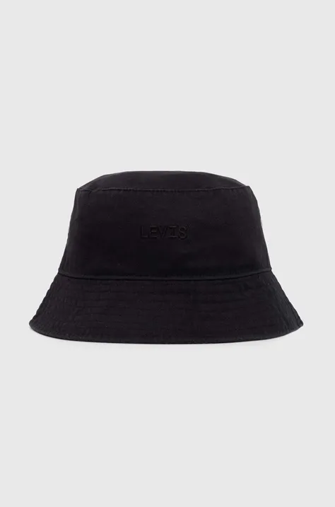Βαμβακερό καπέλο Levi's χρώμα: μαύρο