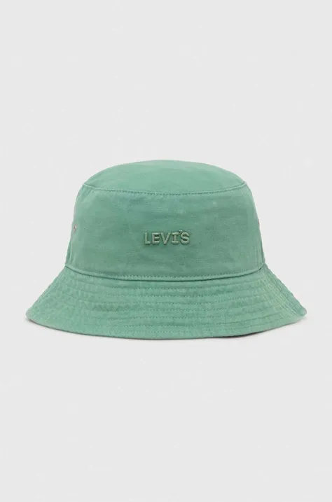 Bavlnený klobúk Levi's zelená farba, bavlnený